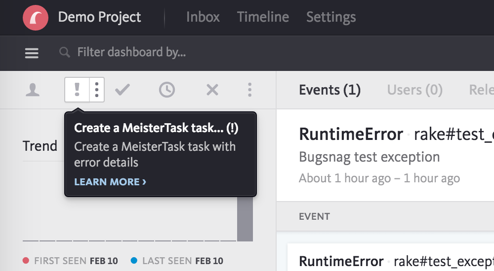 Create task manually from Bugsnag