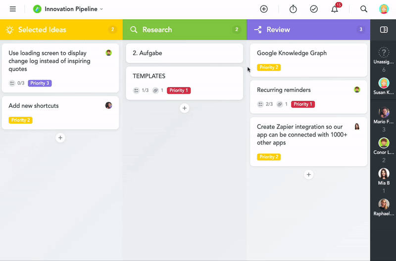 Manage Project Sections – MeisterTask