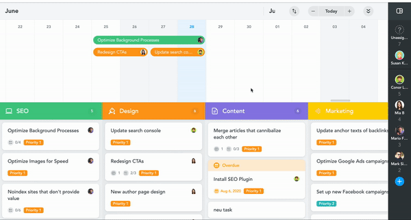 GIF of double-clicking on the Timeline to create a task