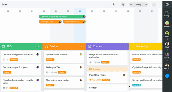 GIF of setting start and end dates within the task dialog