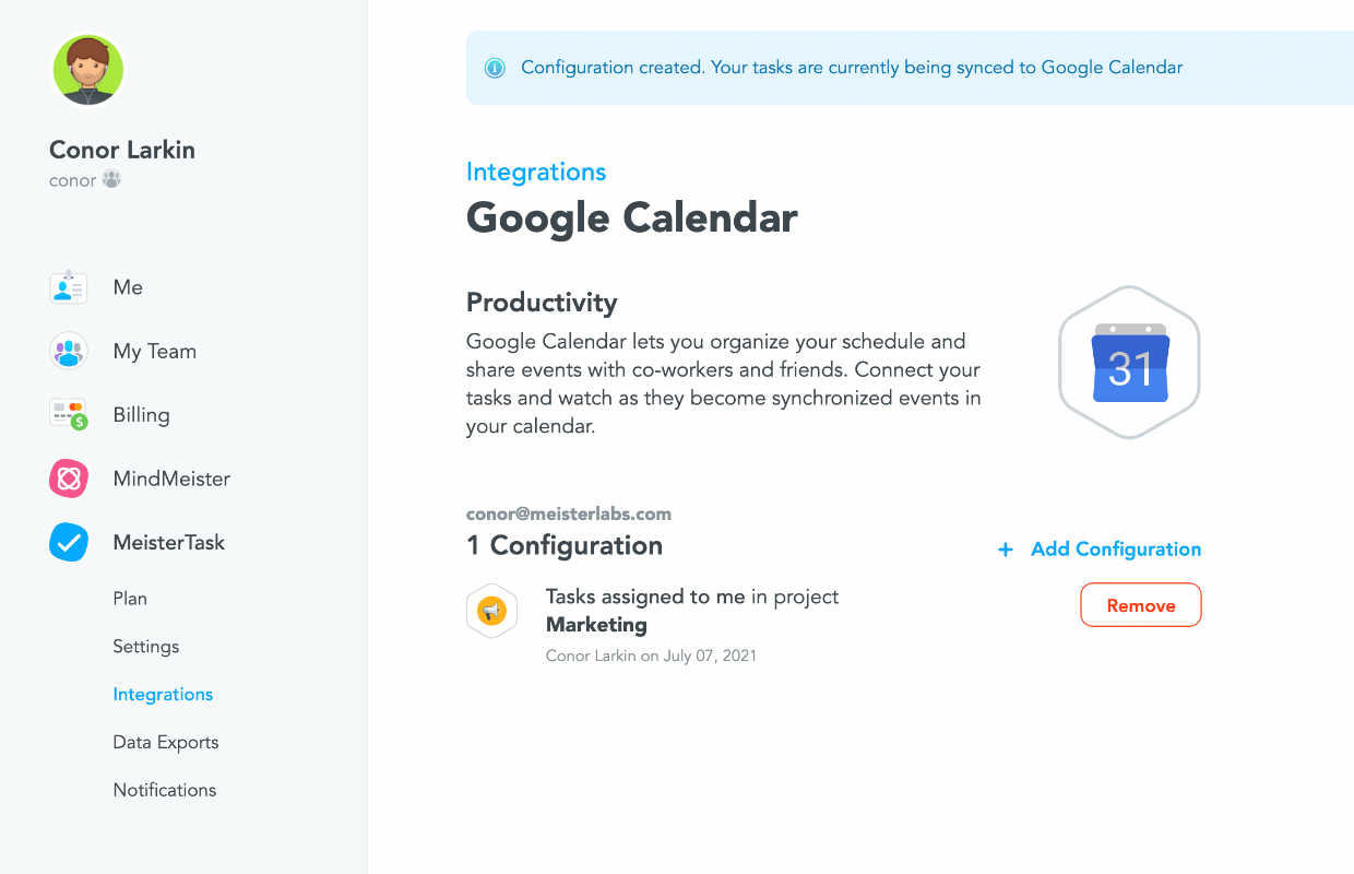 Sync MeisterTask with Google Calendar MeisterTask